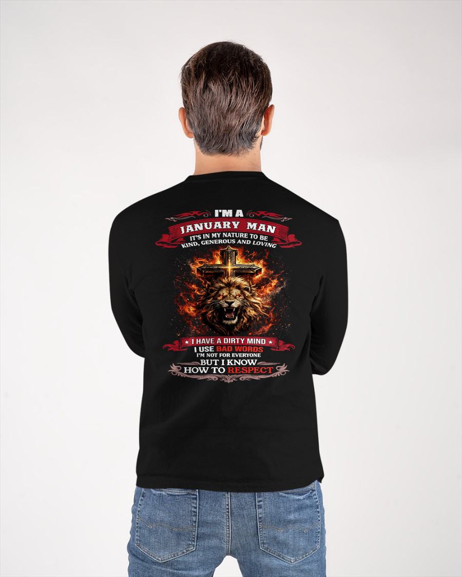 JANUARY - KIND AND LOVING ARE MY NATURE - PREMIUM DTG PRINT BIRTHDAY T-SHIRT FOR MEN - Virgo01 (SKU26T-01-31-01)