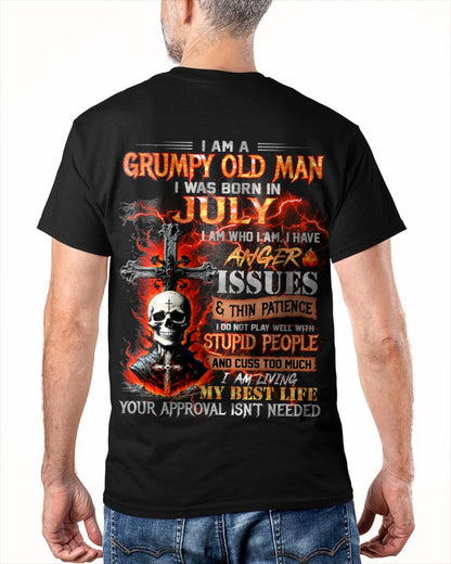 JULY - GRUMPY OLD MAN T-SHIRT - FUNNY SKULL ANGER ISSUES TEE - PERFECT GIFT FOR MEN Virgo07 / male (SKU12-319-07)