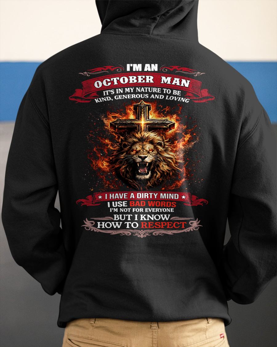 OCTOBER - KIND AND LOVING ARE MY NATURE - PREMIUM DTG PRINT BIRTHDAY T-SHIRT FOR MEN - Virgo10 (SKU26T-01-31-10)