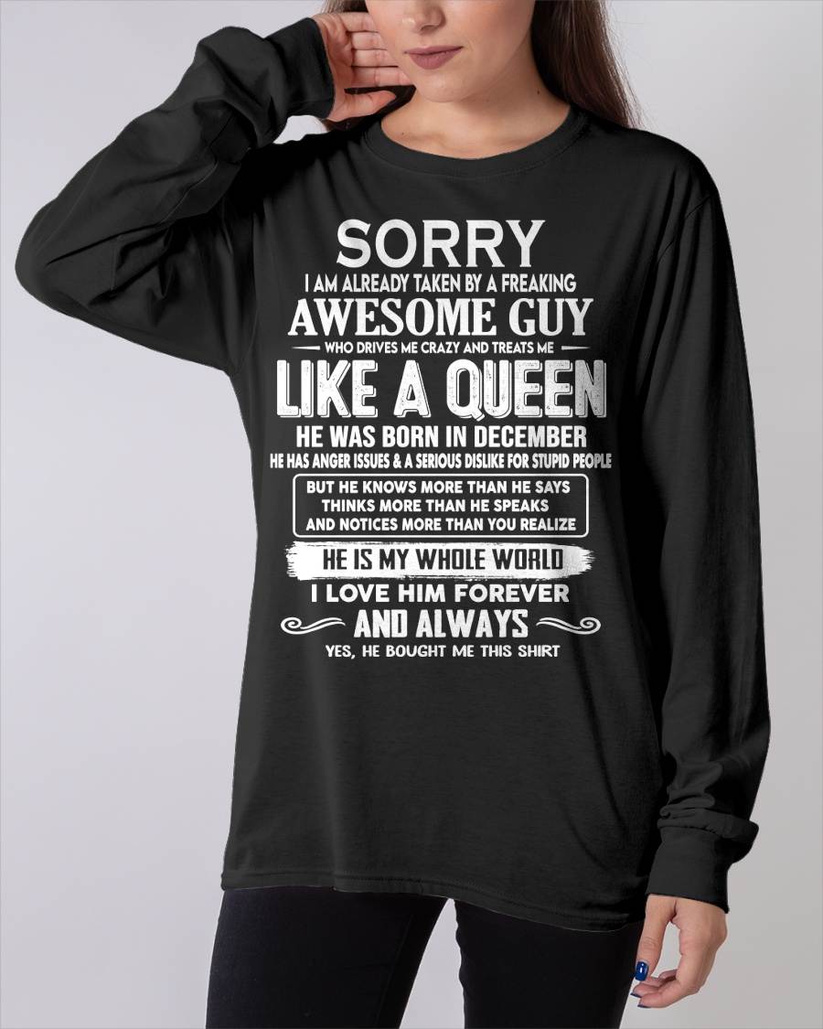 DECEMBER SHIRT Sorry, I’m Already Taken By A Freaking Awesome Guy - From Husband - To Wife - Virgo12 (SKU2602-41-12)