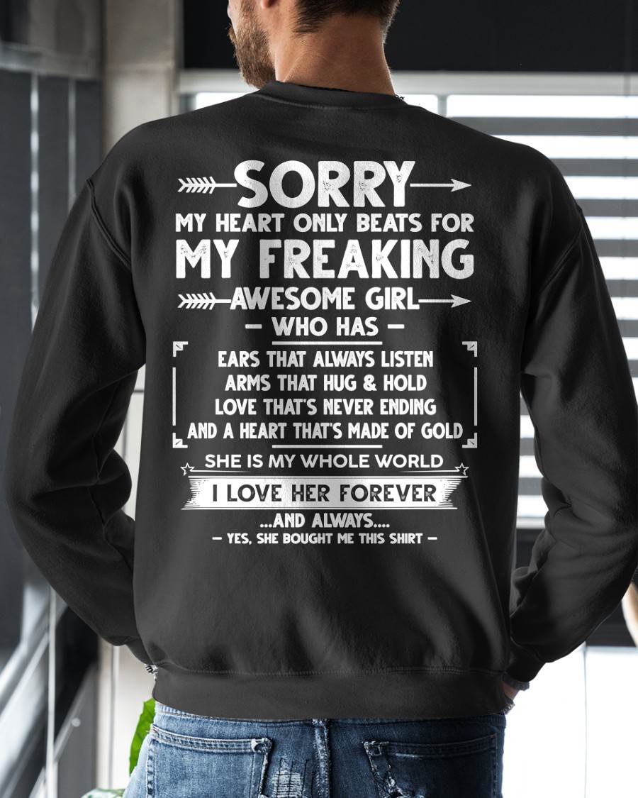 SORRY MY HEART ONLY BEATS FOR MY FREAKING AWESOME GIRL - FROM WIFE - virgo00 (SKU2603-15-00)