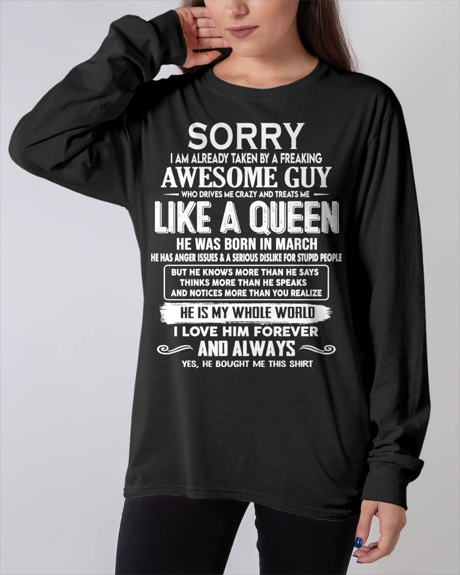 MARCH SHIRT Sorry, I’m Already Taken By A Freaking Awesome Guy - From Husband - To Wife - Virgo03 (SKU2602-41-03)