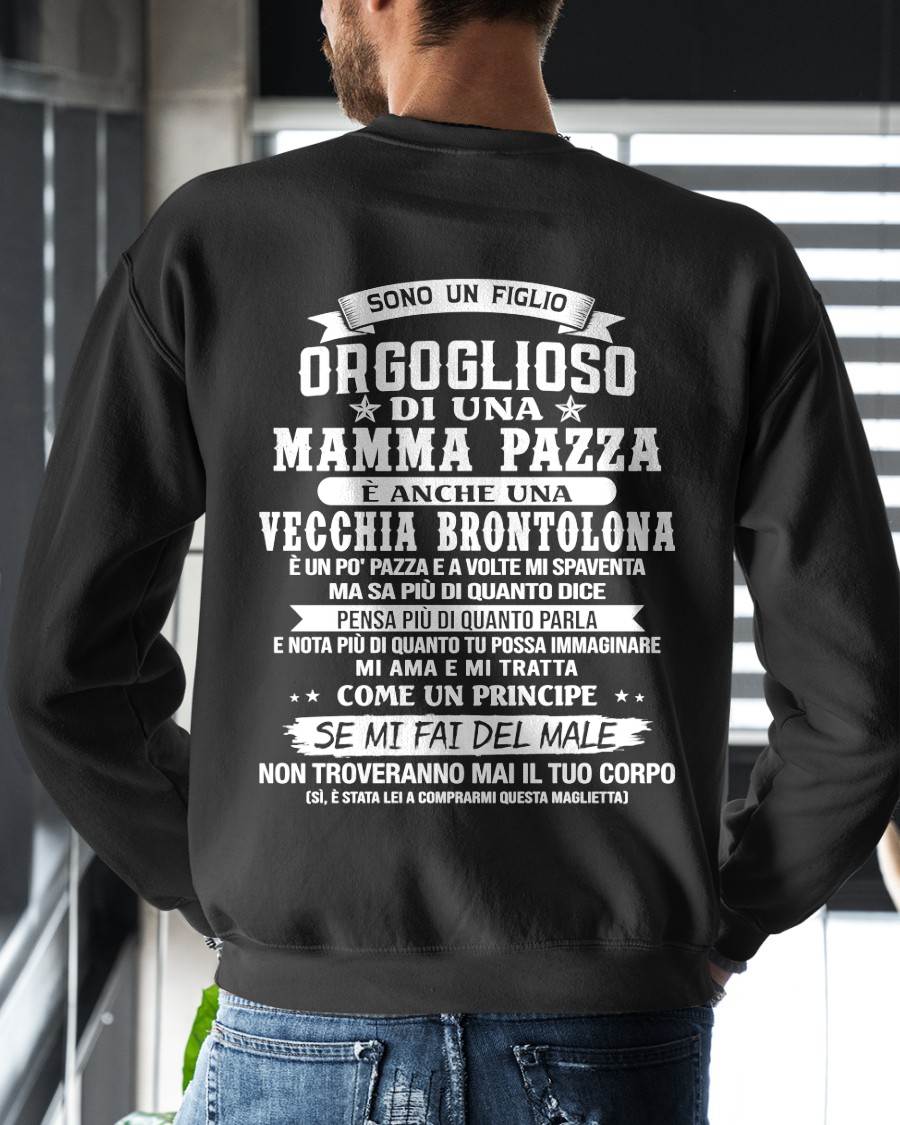 SHIRT, ORGOGLIOSO DI UNA MAMMA PAZZA – DALLA MAMMA AL FIGLIO – VIRGO00 (SKU2606-204-00)