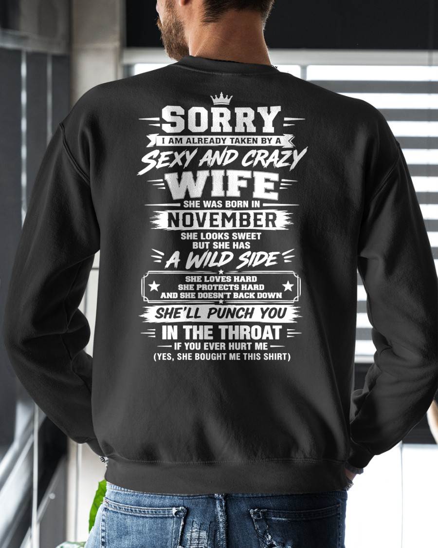 NOVEMBER SHIRT Sexy And Crazy Wife - To Wife - From Husband - Virgo11 (SKU2609-257-11)