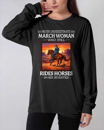 MARCH SHIRT, A WOMAN WHO STILL RIDES HORSES IN HER SEVENTIES - Virgo03 (SKU2604-289-03)
