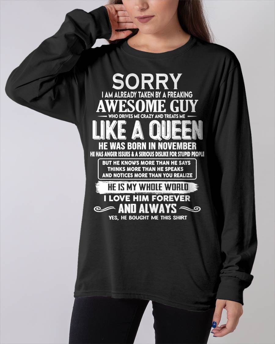 NOVEMBER SHIRT Sorry, I’m Already Taken By A Freaking Awesome Guy - From Husband - To Wife - Virgo11 (SKU2602-41-11)