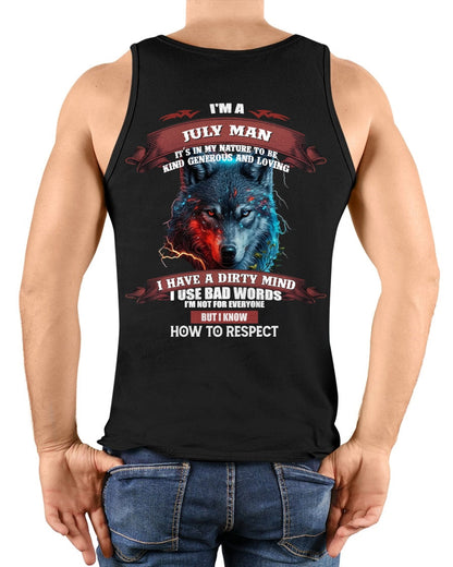 JULY - KNOW HOW TO RESPECT - BIRTHDAY T-SHIRT FOR MEN - Virgo07 / male (SKU12-162-07)