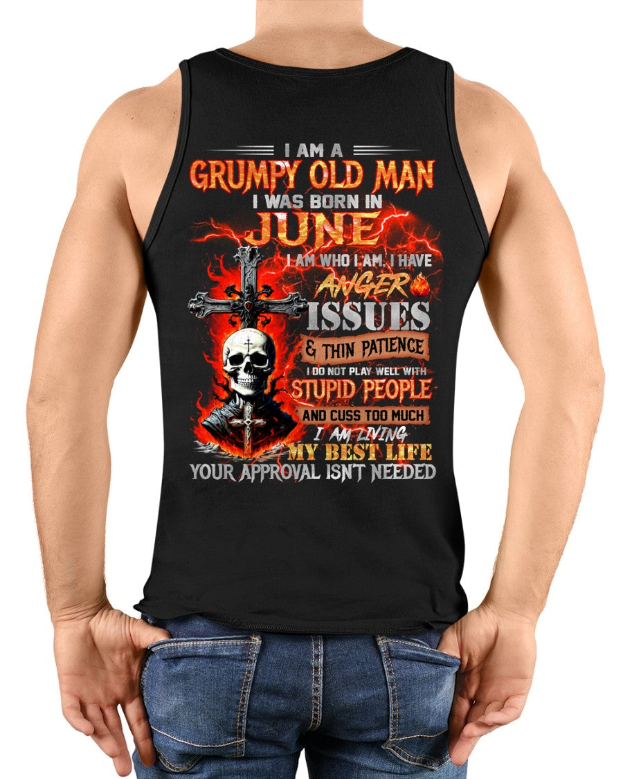 JUNE - GRUMPY OLD MAN T-SHIRT - FUNNY SKULL ANGER ISSUES TEE - PERFECT GIFT FOR MEN Virgo06 / male (SKU12-319-06)