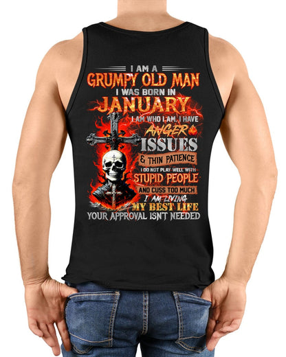JANUARY - GRUMPY OLD MAN T-SHIRT - FUNNY SKULL ANGER ISSUES TEE - PERFECT GIFT FOR MEN Virgo01 / male (SKU12-319-01)