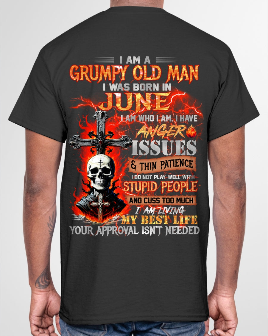JUNE - GRUMPY OLD MAN T-SHIRT - FUNNY SKULL ANGER ISSUES TEE - PERFECT GIFT FOR MEN Virgo06 / male (SKU12-319-06)