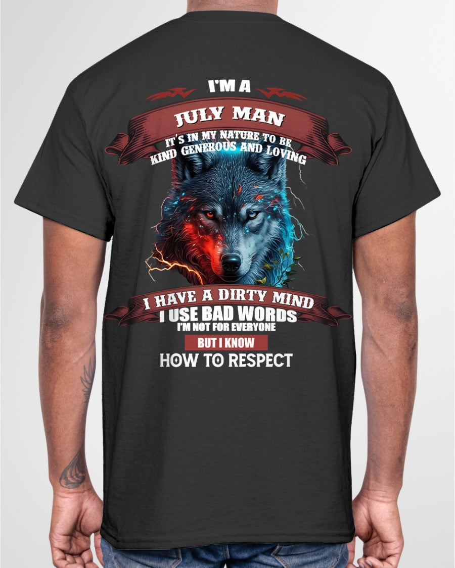 JULY - KNOW HOW TO RESPECT - BIRTHDAY T-SHIRT FOR MEN - Virgo07 / male (SKU12-162-07)