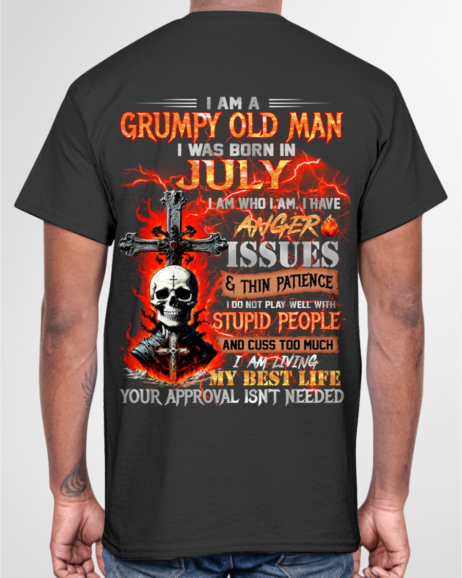 JULY - GRUMPY OLD MAN T-SHIRT - FUNNY SKULL ANGER ISSUES TEE - PERFECT GIFT FOR MEN Virgo07 / male (SKU12-319-07)