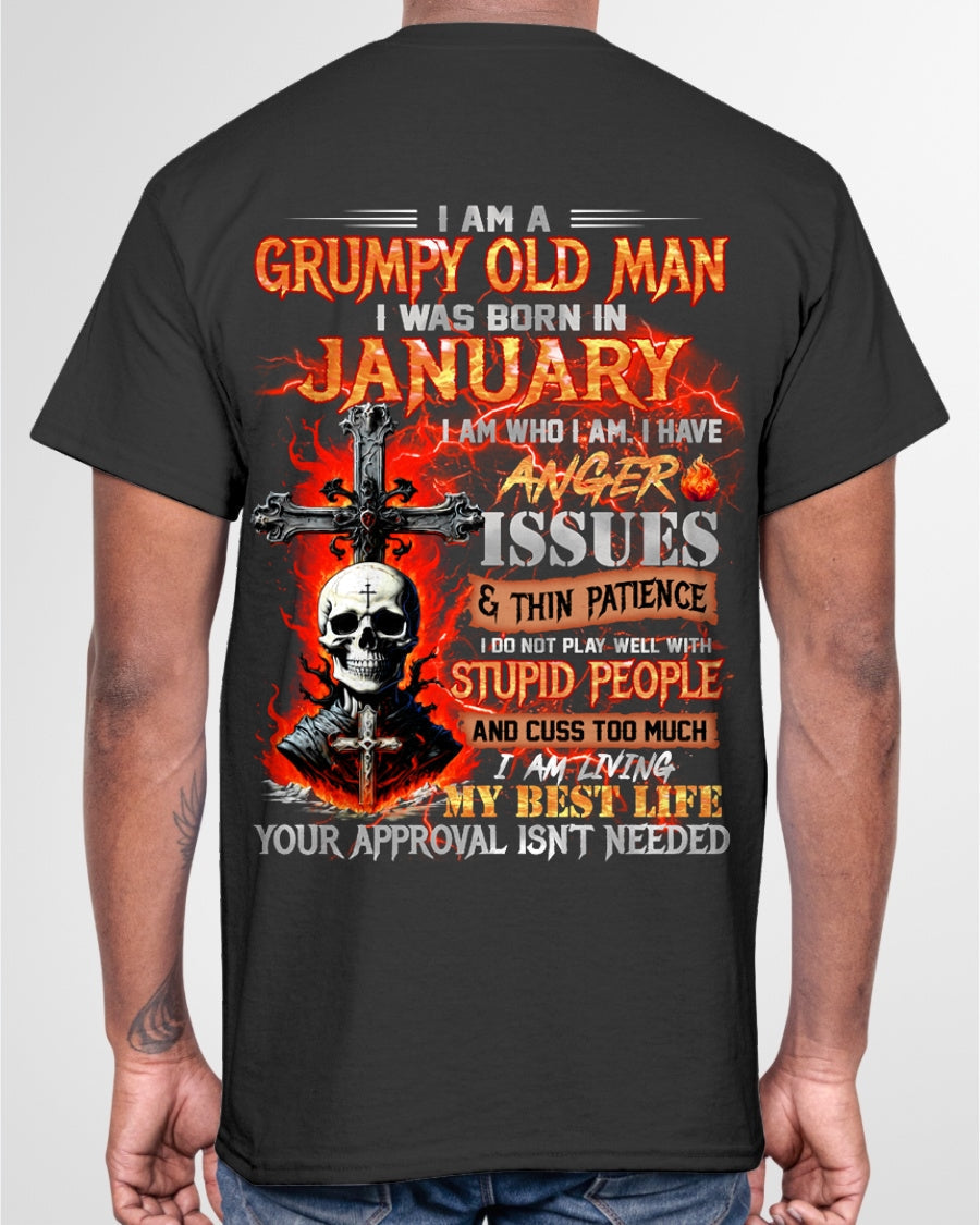 JANUARY - GRUMPY OLD MAN T-SHIRT - FUNNY SKULL ANGER ISSUES TEE - PERFECT GIFT FOR MEN Virgo01 / male (SKU12-319-01)