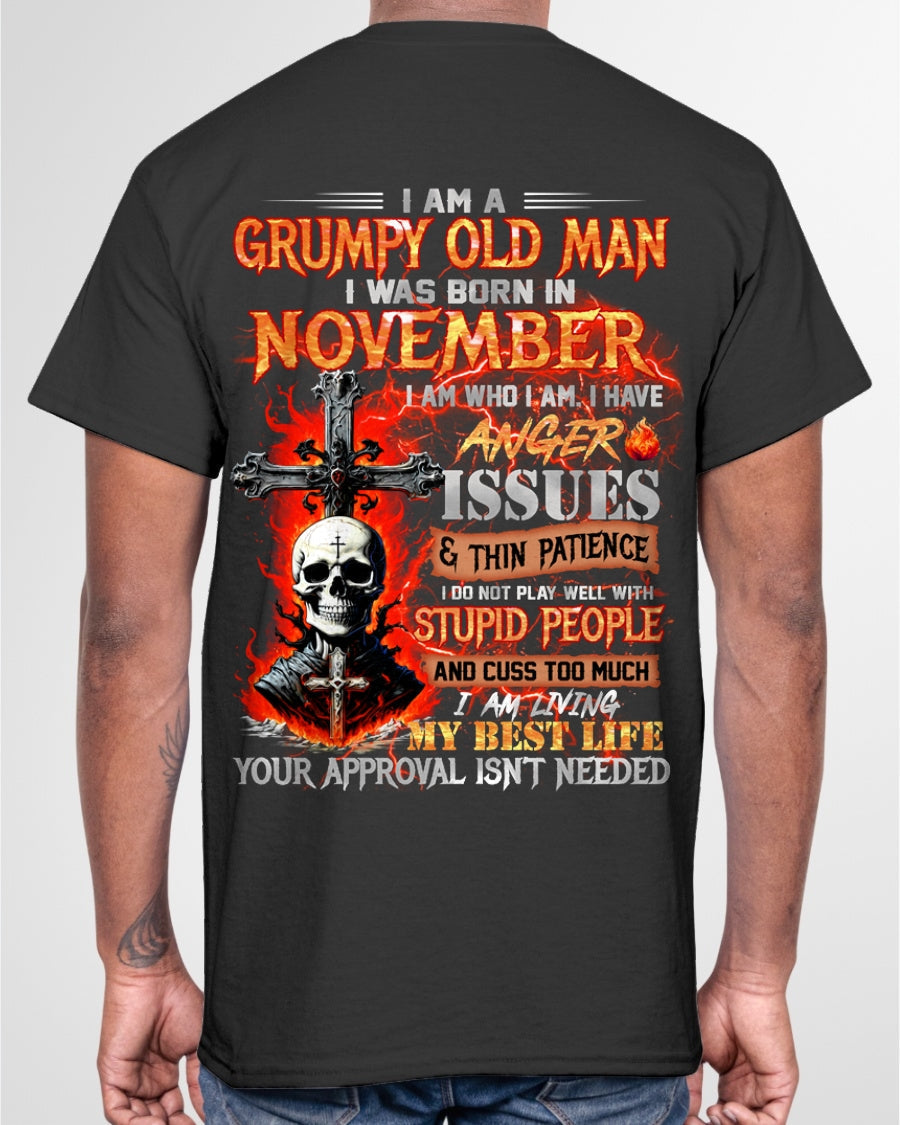 NOVEMBER - GRUMPY OLD MAN T-SHIRT - FUNNY SKULL ANGER ISSUES TEE - PERFECT GIFT FOR MEN Virgo11 / male (SKU12-319-11)