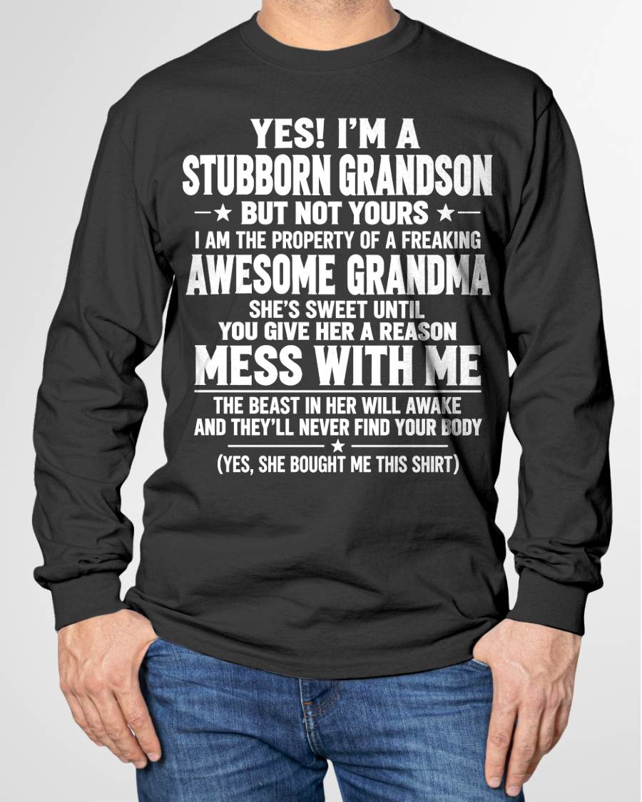 SHIRT Stubborn Grandson Of An Awesome Grandma - From Grandma - To Grandson - Virgo00 (SKU2610-131-00)