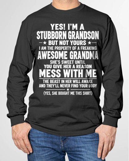SHIRT Stubborn Grandson Of An Awesome Grandma - From Grandma - To Grandson - Virgo00 (SKU2610-131-00)