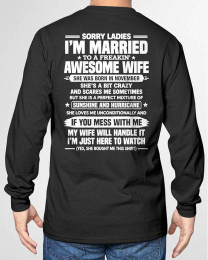 NOVEMBER SHIRT Sorry Ladies, I’m Married - From Wife - To Husband - Virgo11 (SKU2609-344-11)