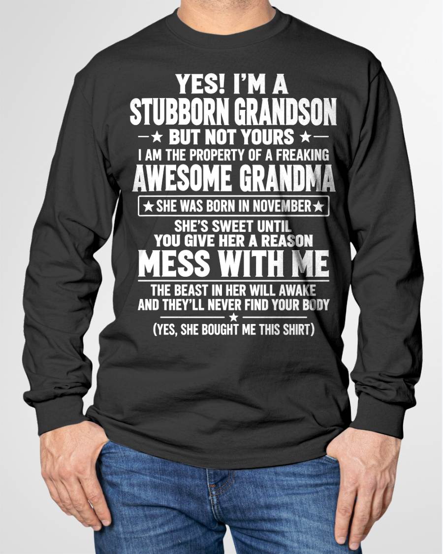 NOVEMBER SHIRT Stubborn Grandson Of An Awesome Grandma - From Grandma - To Grandson - Virgo11 (SKU2610-131-11)