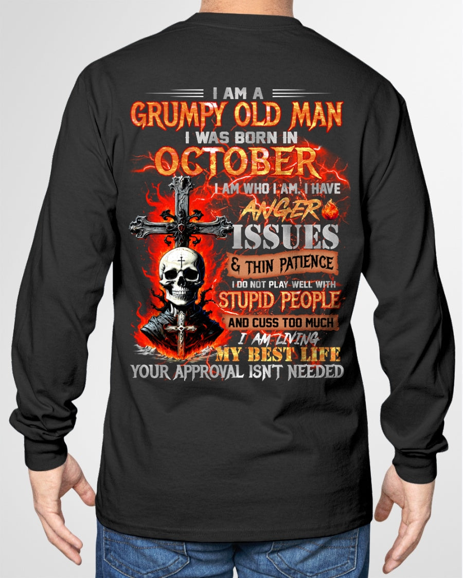 OCTOBER - GRUMPY OLD MAN T-SHIRT - FUNNY SKULL ANGER ISSUES TEE - PERFECT GIFT FOR MEN Virgo10 / male (SKU12-319-10)