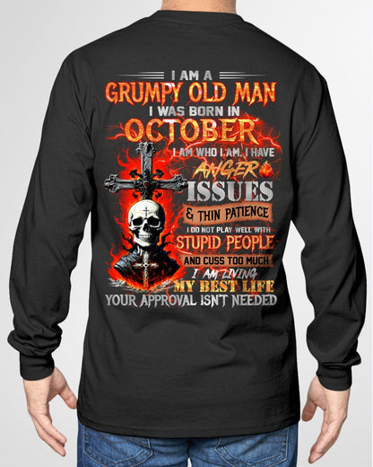 OCTOBER - GRUMPY OLD MAN T-SHIRT - FUNNY SKULL ANGER ISSUES TEE - PERFECT GIFT FOR MEN Virgo10 / male (SKU12-319-10)