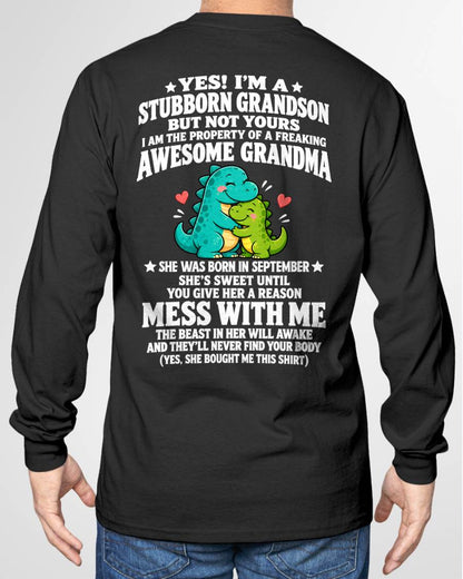 SEPTEMBER SHIRT Stubborn Grandson Of An Awesome Grandma - From Grandma - To Grandson - Virgo09 (SKU2610-59-09)