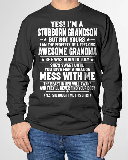 JULY SHIRT Stubborn Grandson Of An Awesome Grandma - From Grandma - To Grandson - Virgo07 (SKU2610-131-07)