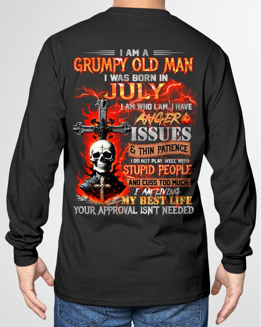 JULY - GRUMPY OLD MAN T-SHIRT - FUNNY SKULL ANGER ISSUES TEE - PERFECT GIFT FOR MEN Virgo07 / male (SKU12-319-07)