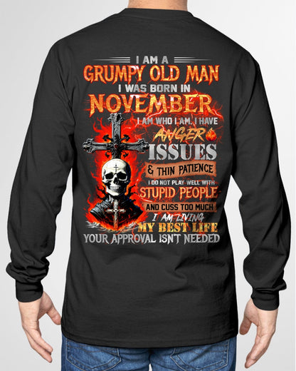 NOVEMBER - GRUMPY OLD MAN T-SHIRT - FUNNY SKULL ANGER ISSUES TEE - PERFECT GIFT FOR MEN Virgo11 / male (SKU12-319-11)
