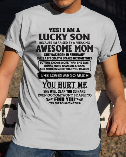February - Yes! I'm A Lucky Son - Perfect Gift For Your Son From Mom - virgo02(SKU-LKW-02)