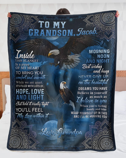 To My Grandson Blanket – A Loving Hug You Can Always Feel From Grandpa (SKU2606-216)