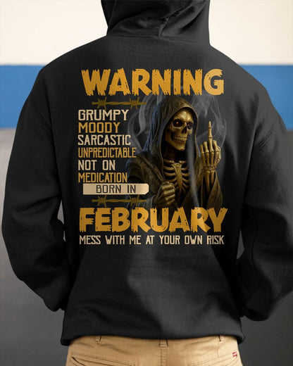 FEBRUARY - WARNING GRUMPY MOODY - BIRTHDAY T-SHIRT FOR MEN - Virgo02 (SKU26T-01-07-02)
