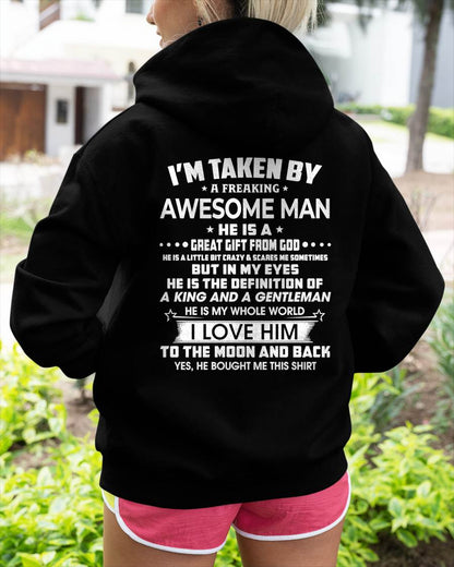 I'M TAKEN BY A FREAKING AWESOME GUY - T SHIRT GIFT FROM HUSBAND - virgo00 (SKU2608-424-00)