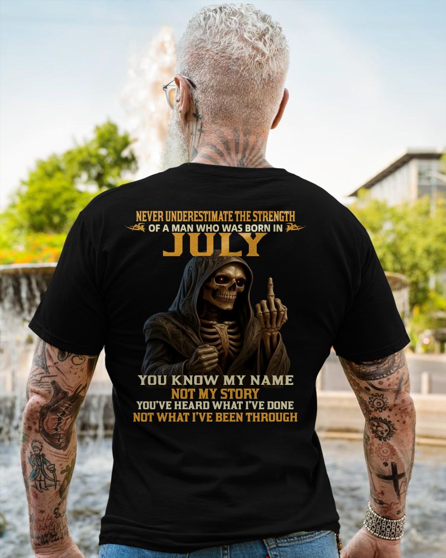 JULY - NEVER UNDERESTIMATE - BIRTHDAY T-SHIRT FOR MEN - Virgo07 (SKU26T-01-06-07)