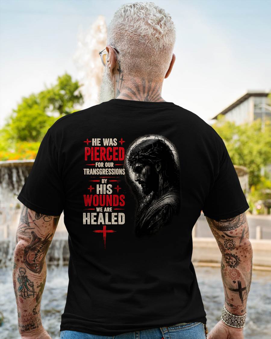 HE WAS PIERCED FOR OUR TRANSGRESSIONS  - CHRISTIAN T-SHIRT - FOR MEN Virgo00 (SKU2608-71)