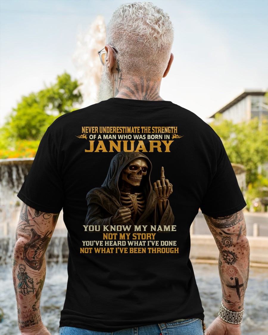 JANUARY - NEVER UNDERESTIMATE - BIRTHDAY T-SHIRT FOR MEN - Virgo01 (SKU26T-01-06-01)