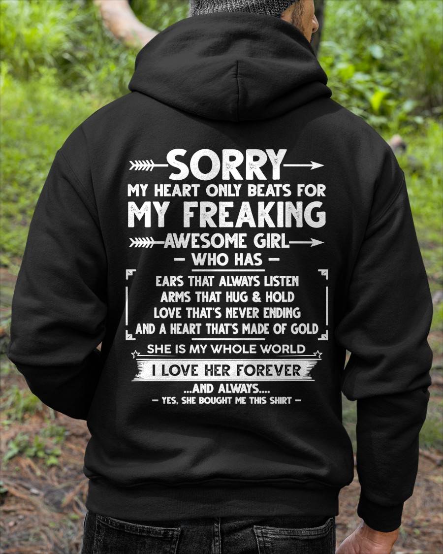 SORRY MY HEART ONLY BEATS FOR MY FREAKING AWESOME GIRL - FROM WIFE - virgo00 (SKU2603-15-00)