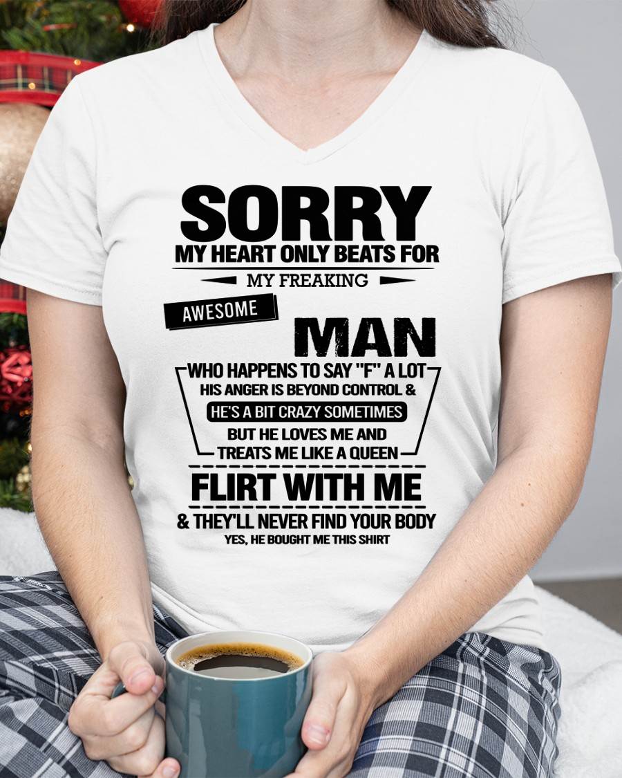 SORRY MY HEART ONLY BEATS FOR MY FREAKING AWESOME MAN - FROM HUSBAND - virgo00 (SKU26T-01-34-00)