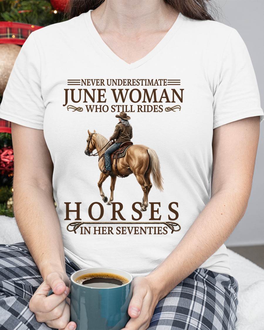 JUNE SHIRT, A WOMAN WHO STILL RIDES HORSES IN HER SEVENTIES - Virgo06 (SKU2604-287-06)