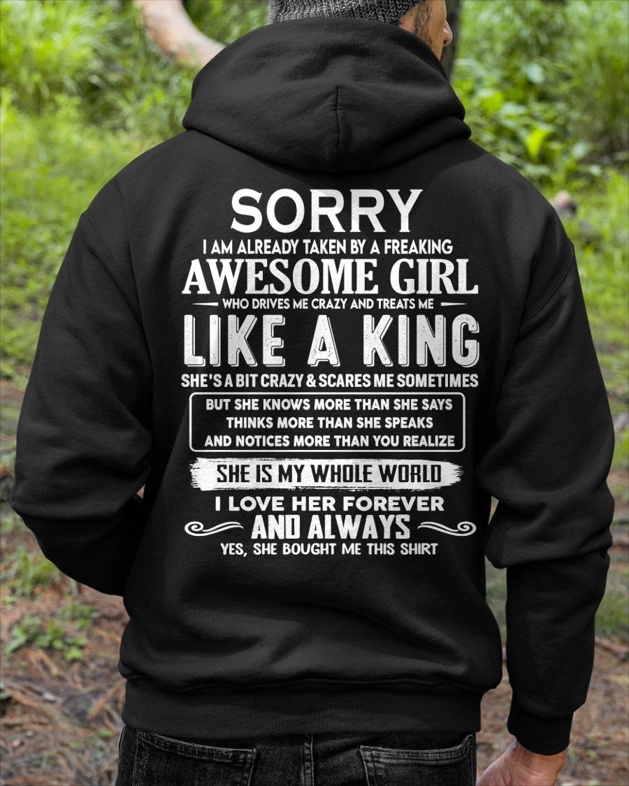 SHIRT Sorry, I Am Already Taken By A Freaking Awesome Girl - From Wife - To Husband - Virgo00 (SKU2602-40-00)