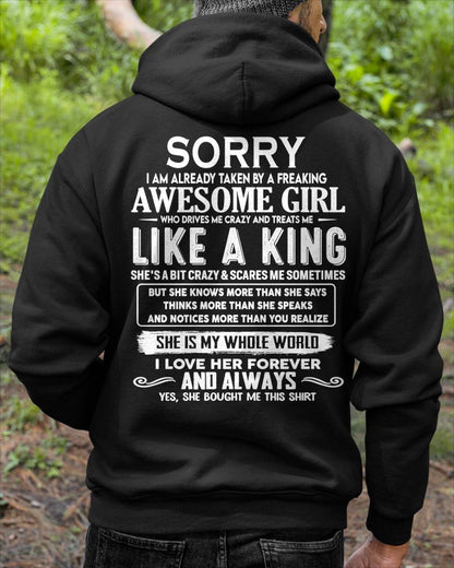 SHIRT Sorry, I Am Already Taken By A Freaking Awesome Girl - From Wife - To Husband - Virgo00 (SKU2602-40-00)