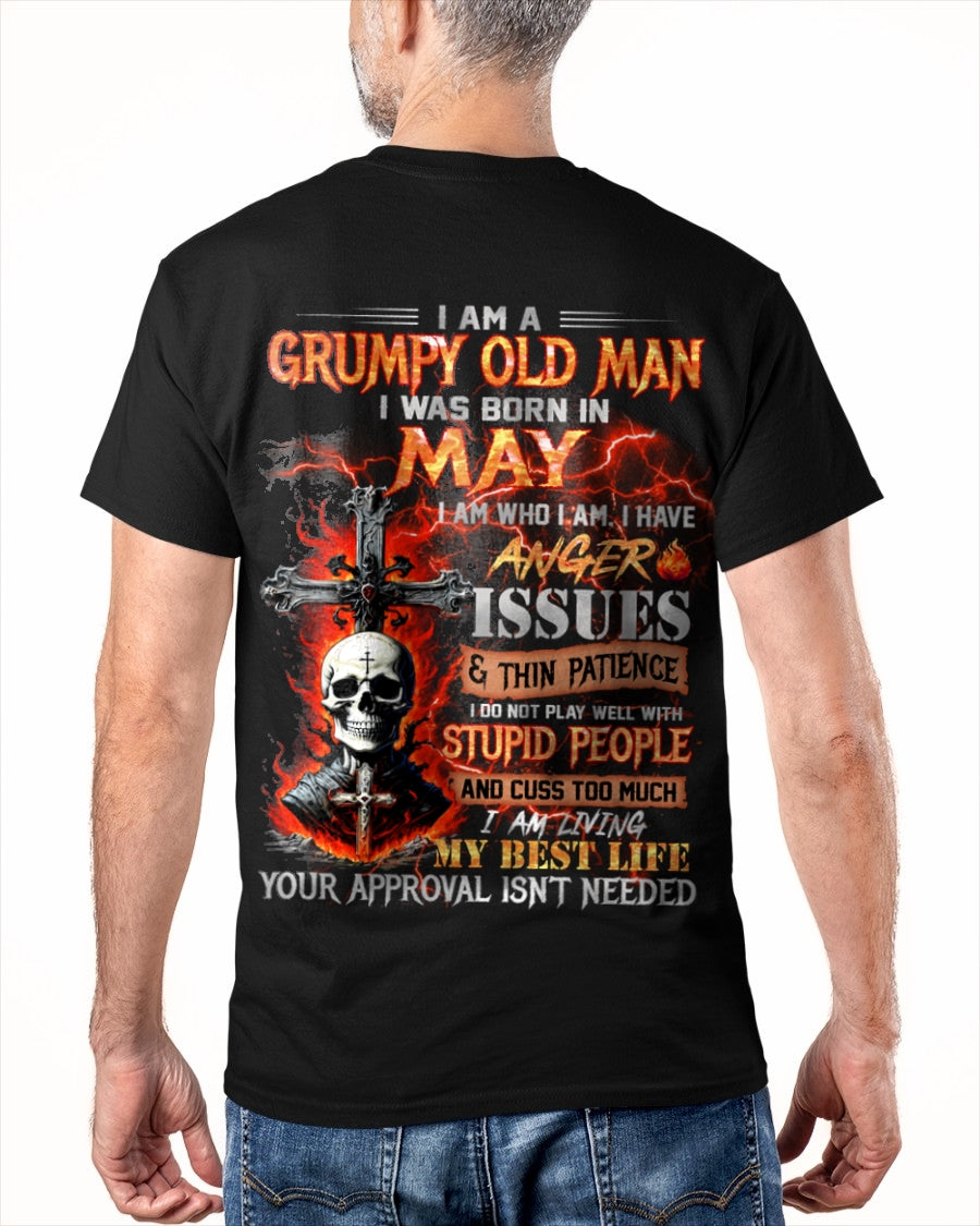 MAY - GRUMPY OLD MAN T-SHIRT - FUNNY SKULL ANGER ISSUES TEE - PERFECT GIFT FOR MEN Virgo05 / male (SKU12-319-05)