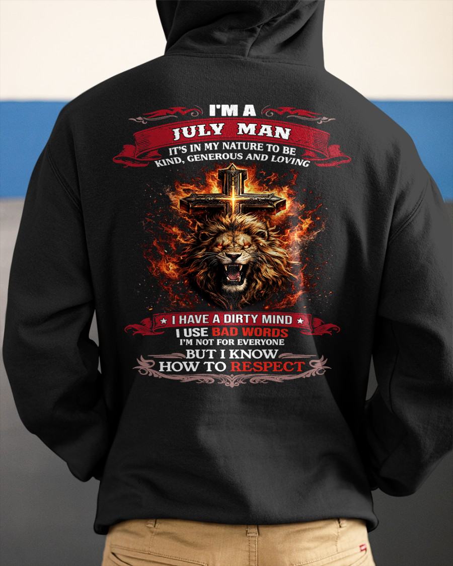 JULY - KIND AND LOVING ARE MY NATURE - PREMIUM DTG PRINT BIRTHDAY T-SHIRT FOR MEN - Virgo07 (SKU26T-01-31-07)