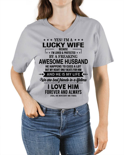 YES! I'M A LUCKY WIFE BECAUSE I'M LOVED & PROTECTED BY A FREAKING AWESOME HUSBAND - FROM HUSBAND - virgo00 (SKU26T-01272-00)
