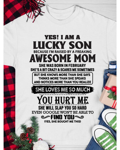 February - Yes! I'm A Lucky Son - Perfect Gift For Your Son From Mom - virgo02(SKU-LKW-02)
