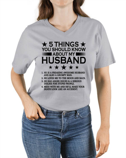 5 THINGS YOU SHOULD KNOW ABOUT MY HUSBAND - T SHIRT GIFT FROM HUSBAND - virgo00 (SKU2605-36-00)