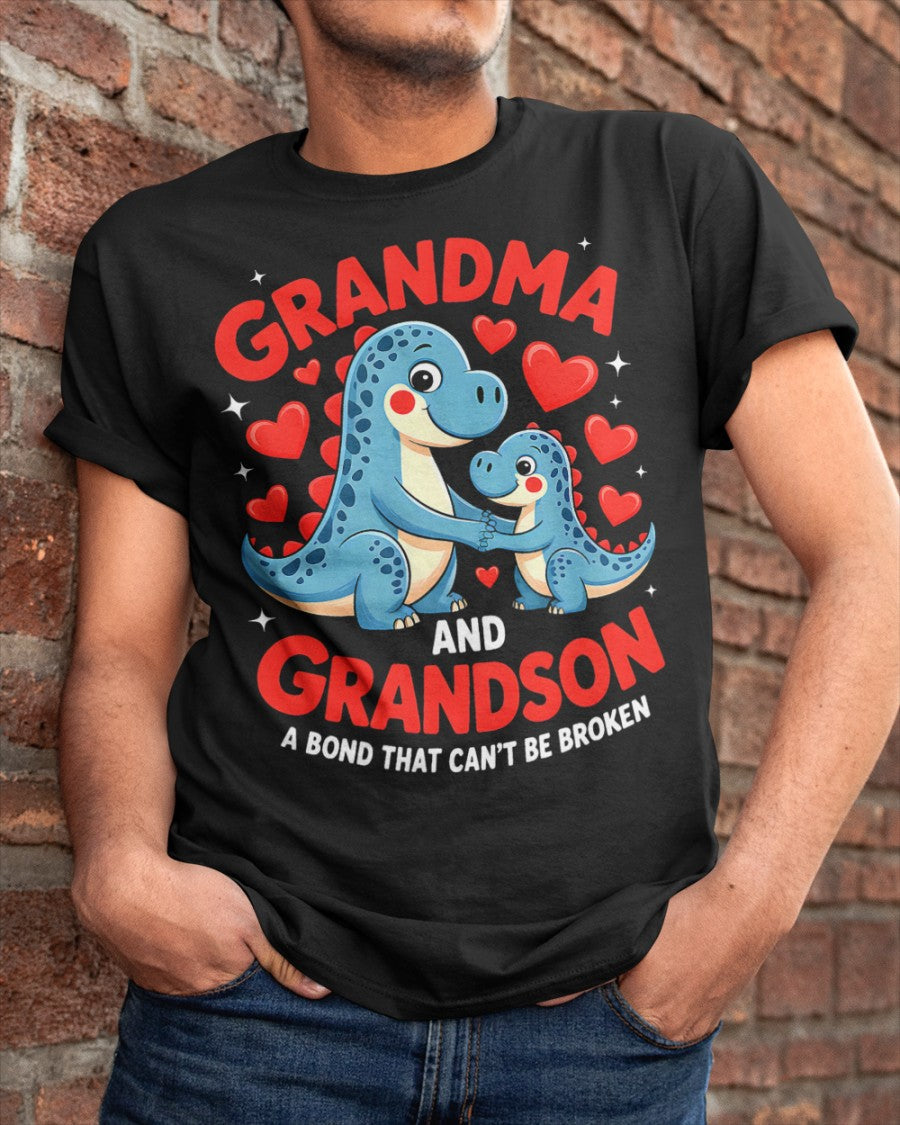 GRANDMA AND GRANDSON A BOND THAT CAN'T BE BROKEN DINOSAUR UNISEX T-SHIRT virgo00 (SKU-GMS3)