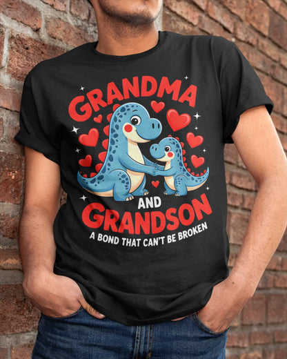 GRANDMA AND GRANDSON A BOND THAT CAN'T BE BROKEN DINOSAUR UNISEX T-SHIRT virgo00 (SKU-GMS3)