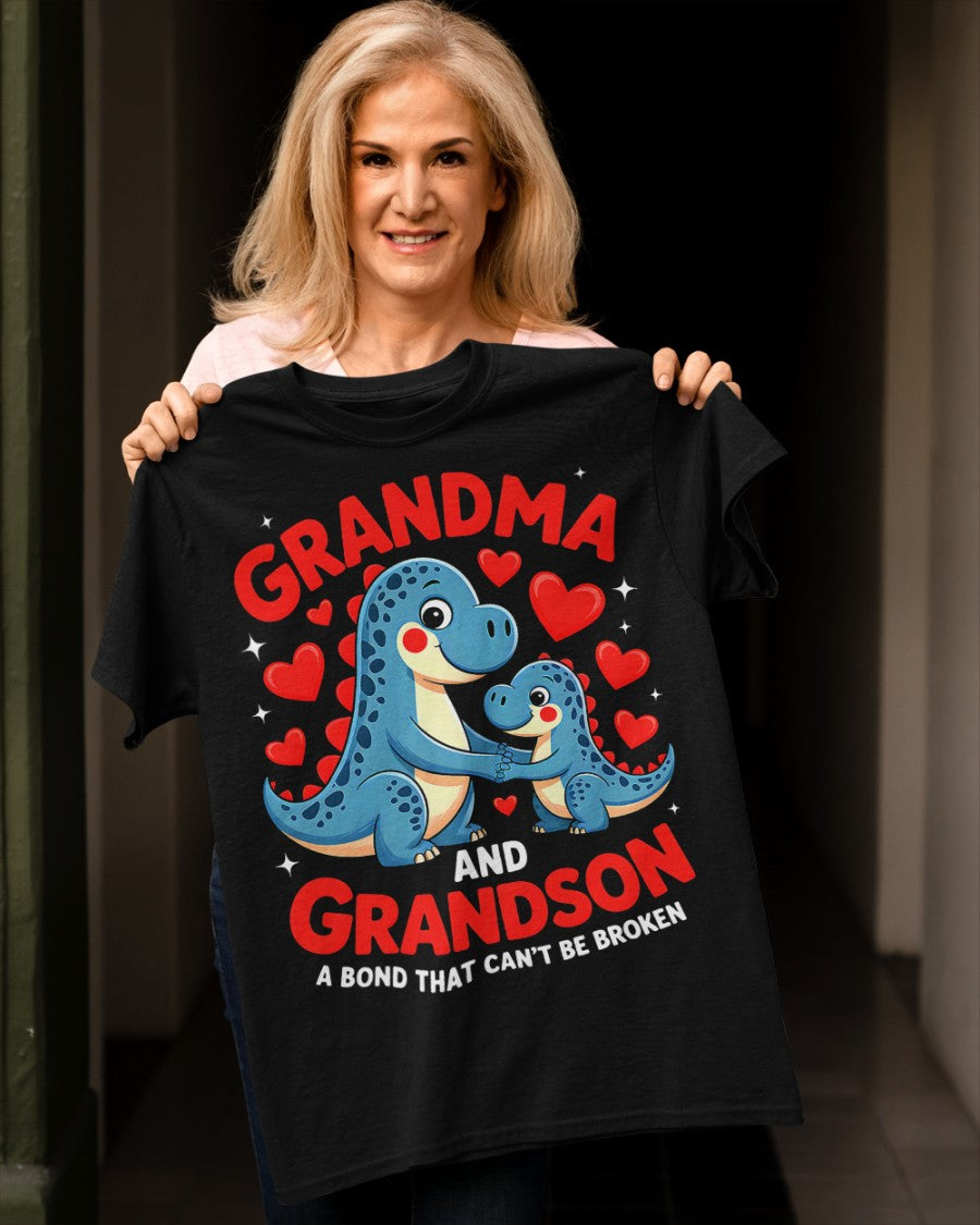 GRANDMA AND GRANDSON A BOND THAT CAN'T BE BROKEN DINOSAUR UNISEX T-SHIRT virgo00 (SKU-GMS3)