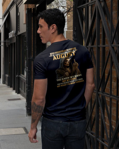 AUGUST - NEVER UNDERESTIMATE - BIRTHDAY T-SHIRT FOR MEN - Virgo08 (SKU26T-01-06-08)