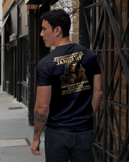 JANUARY - NEVER UNDERESTIMATE - BIRTHDAY T-SHIRT FOR MEN - Virgo01 (SKU26T-01-06-01)